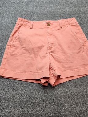 Loft Washed Twill Shorts Womens Size 2 Coral Chino Casual Summer